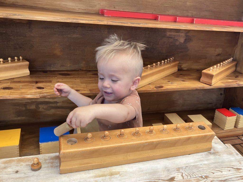 child playing with blocks
